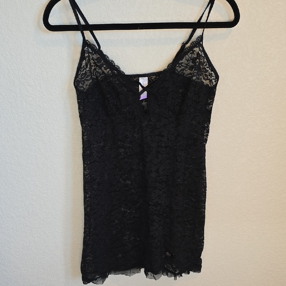 Secret Treasures Black Floral Lace Chemise Nightgown – Size M (8-10)